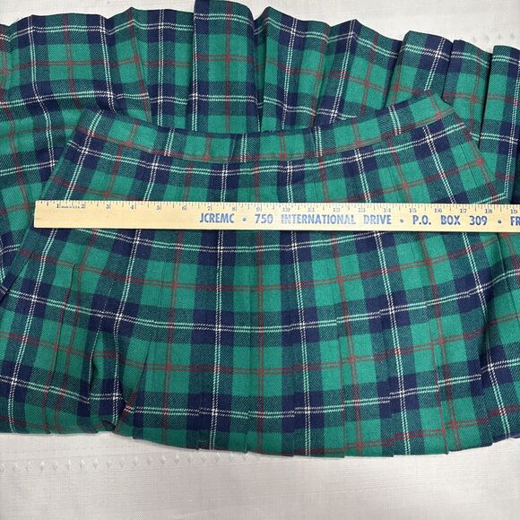 Vintage Pendleton Green & BluePlaid Pleated Skirt 100% Wool Womens Size 16 - Picture 5 of 8